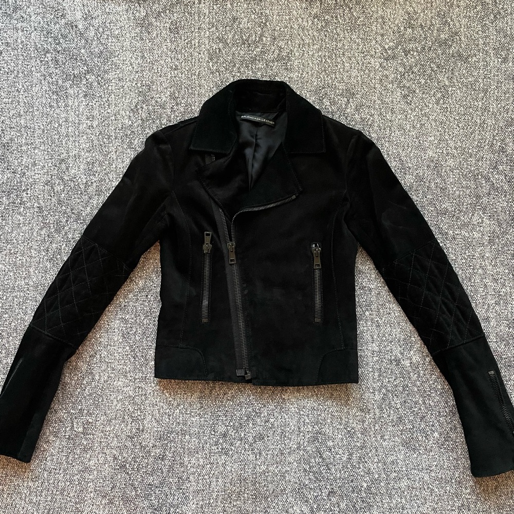 BALENCIAGA Suede Moto Jacket Black Hardware 34 S XS